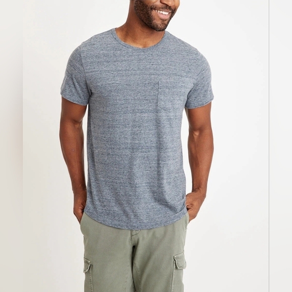 Marine Layer Saddle Hem Pocket In Heather Blue Neps Large - Picture 3 of 11